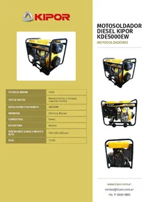 Motosoldador Diesel Kipor KDE5000EW - Folleto