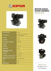 Motor Diesel Kipor KM186FE - Folleto