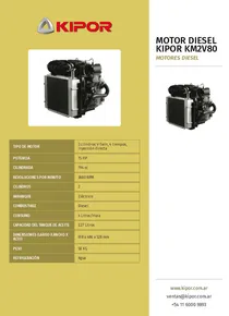 Motor Diesel Kipor KM2V80 - Folleto